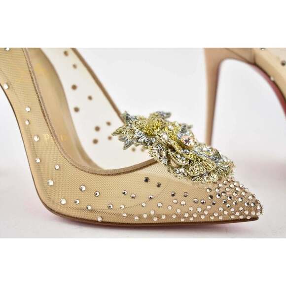 Christian Louboutin Marenude 100 Nude Strass Crystal Mesh Pigalle Heel Pump 40 - Picture 4 of 12